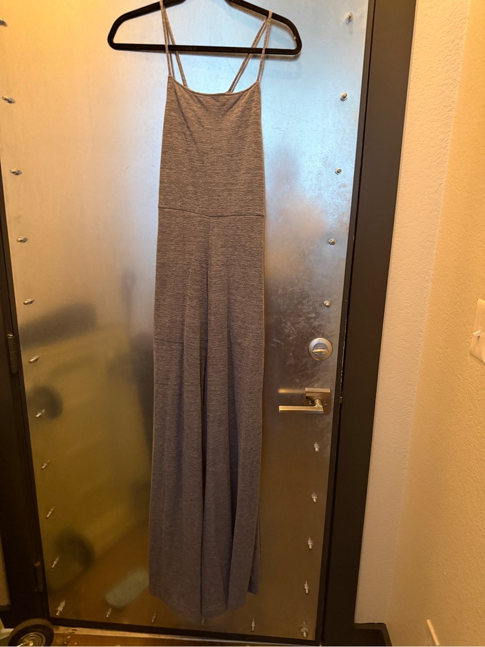 Free People Heather Gray Strappy Wide-Leg Jumpsuit